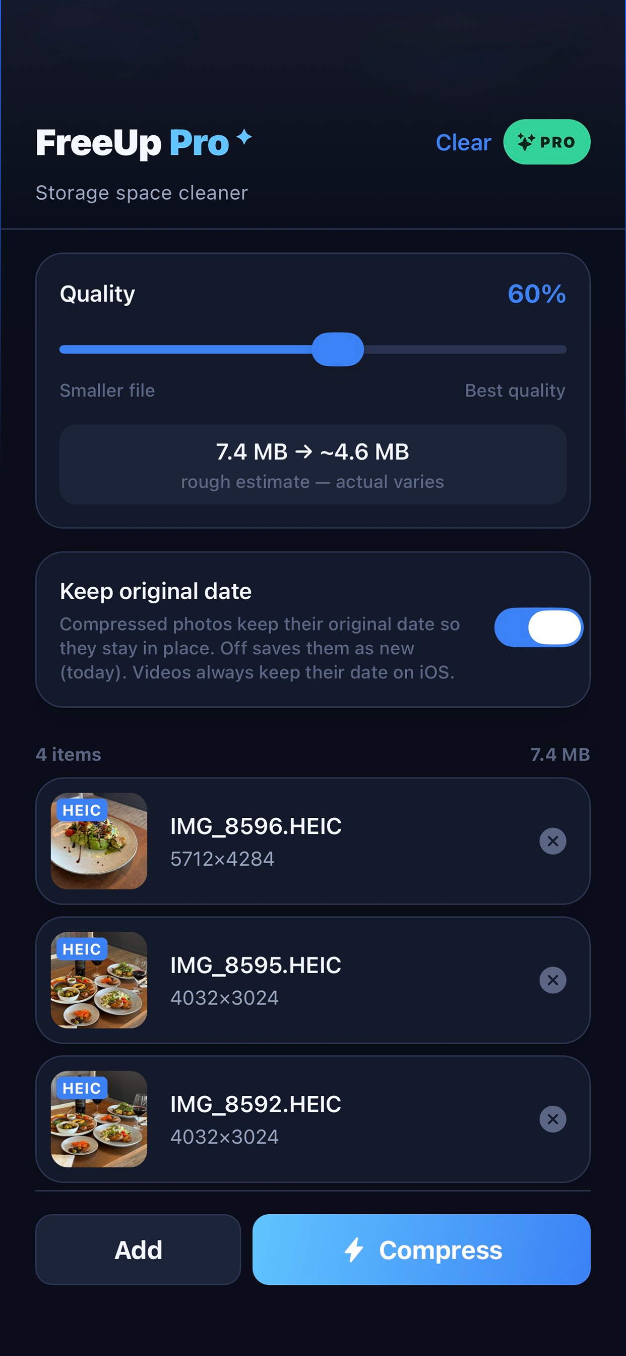 Compression dashboard